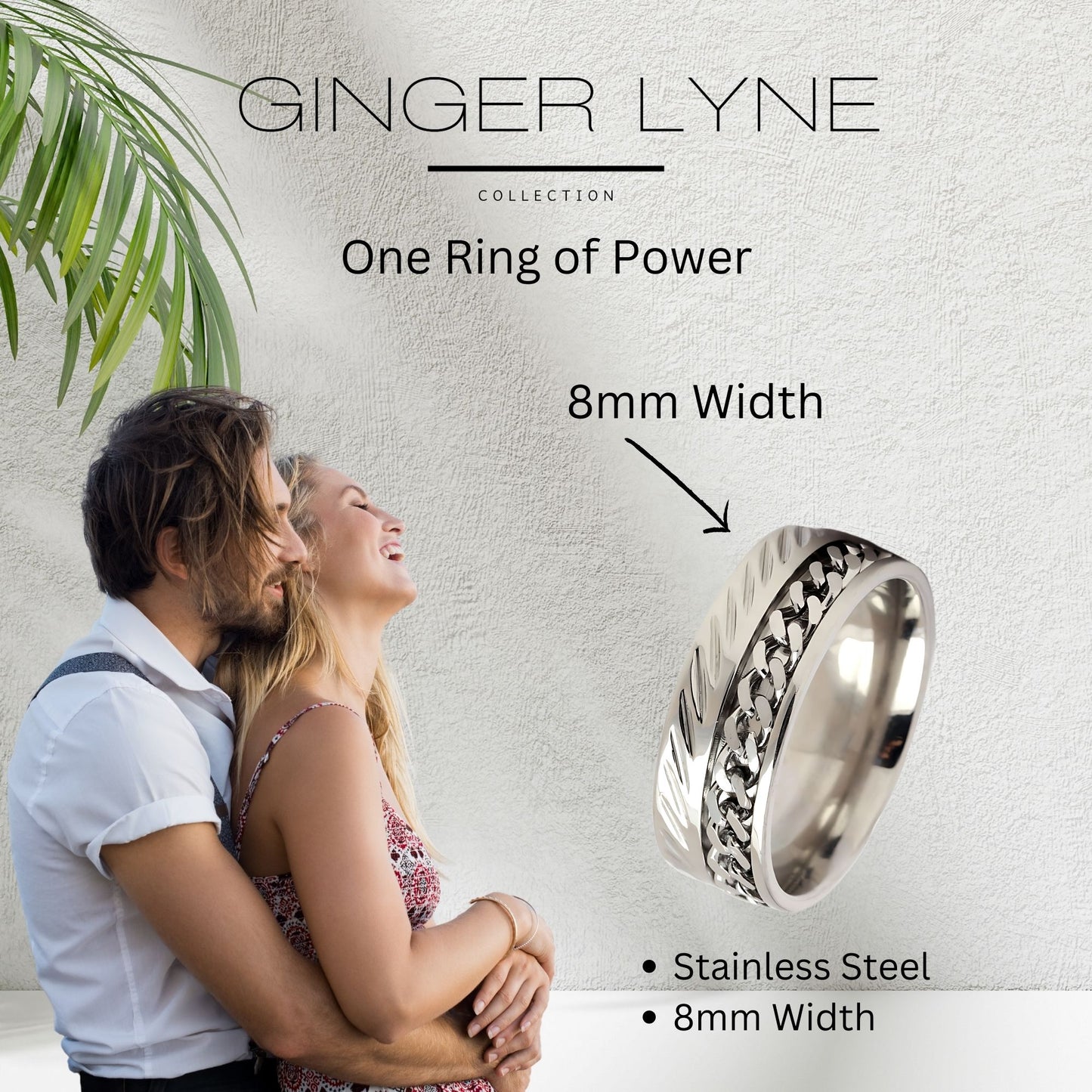 SpinnerWeddingBandRingStainlessSteel8mmMenWomensGingerLyneCollection_Silver-3