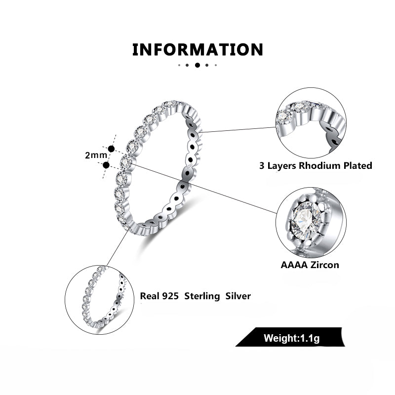 Eternity Wedding Band Ring for Women Cz Sterling Silver Ginger Lyne Collection - Clear,7
