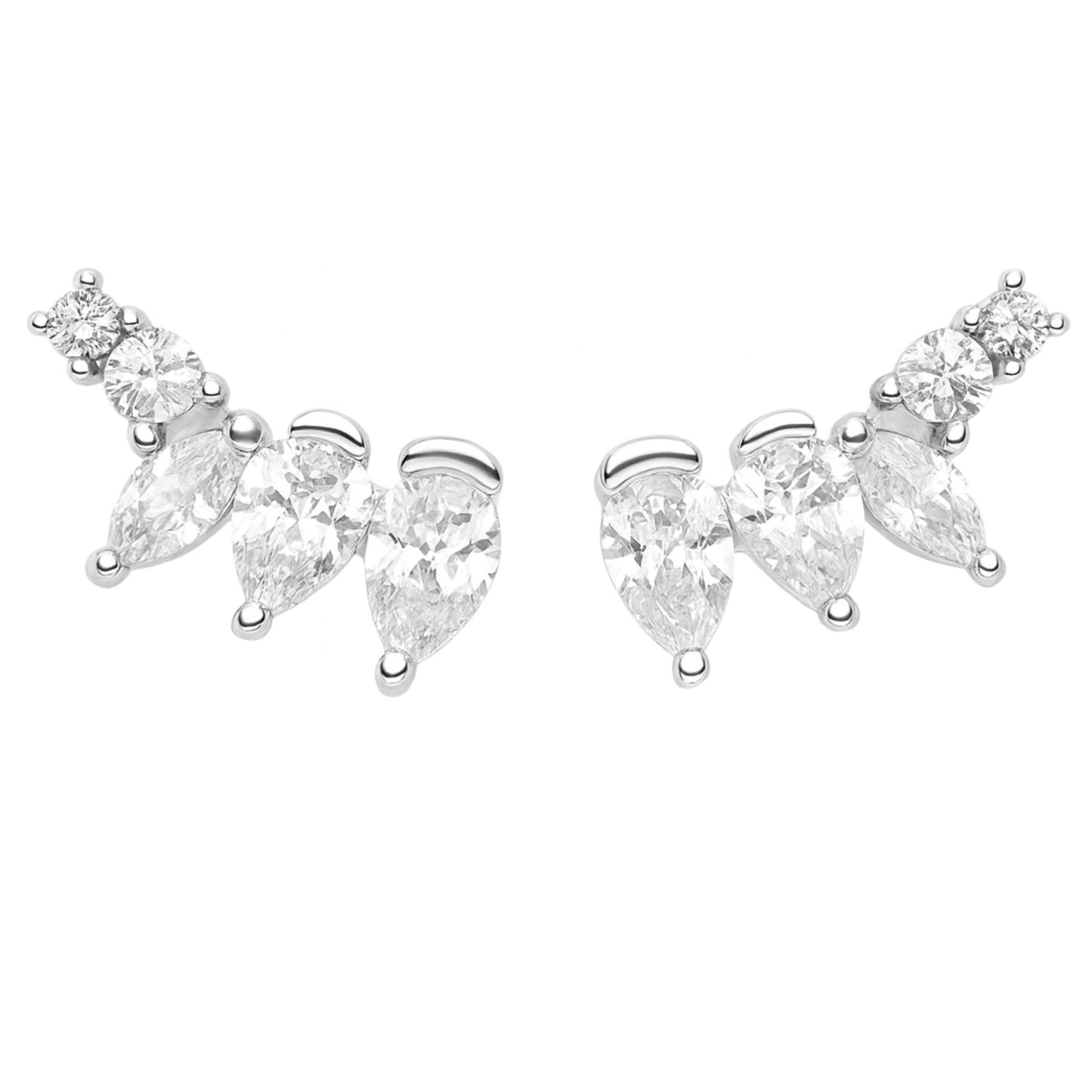 PearCZEarringsGraduatedCubicZirconiaSterlingSilver1pairbyGingerLyneCollection_Silver-1