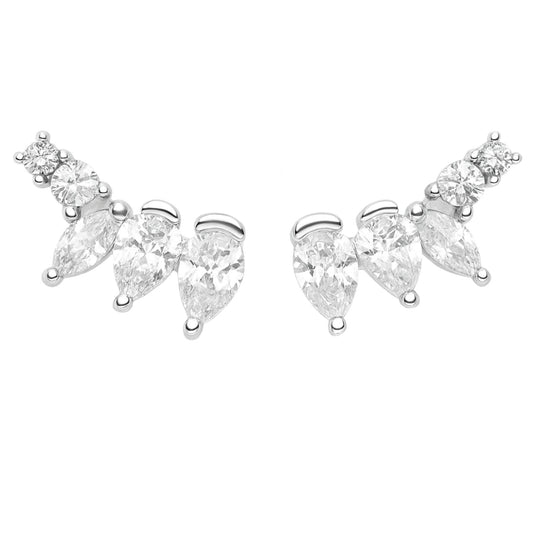PearCZEarringsGraduatedCubicZirconiaSterlingSilver1pairbyGingerLyneCollection_Silver-1