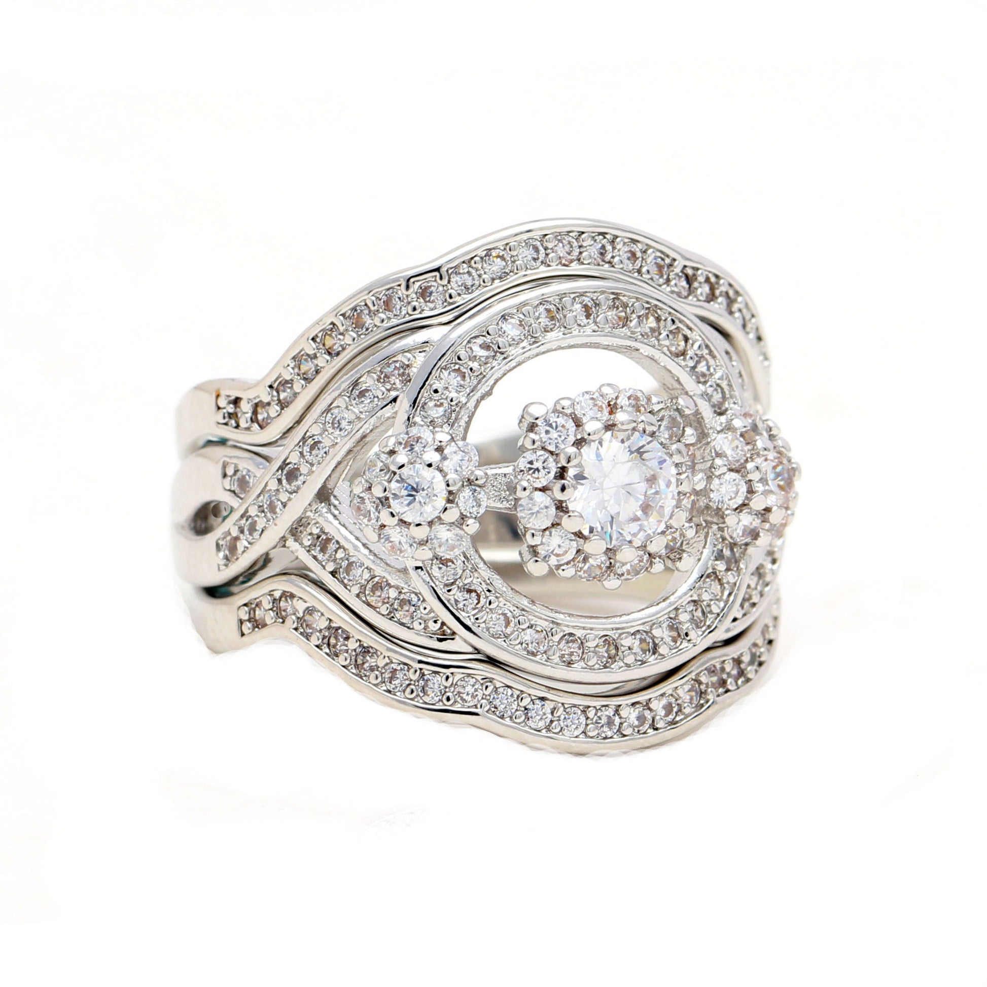 LondonWeddingRingSetforWomen3pcCzBridalEngagementMatchingBandGingerLyneCollection_Silver-1