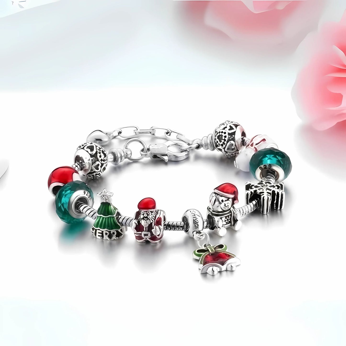 ChristmasCharmBraceletforWomenbyGingerLyne9"AlloyColorfulSantaHolidayItalianStyleBeads_Multi-color-3