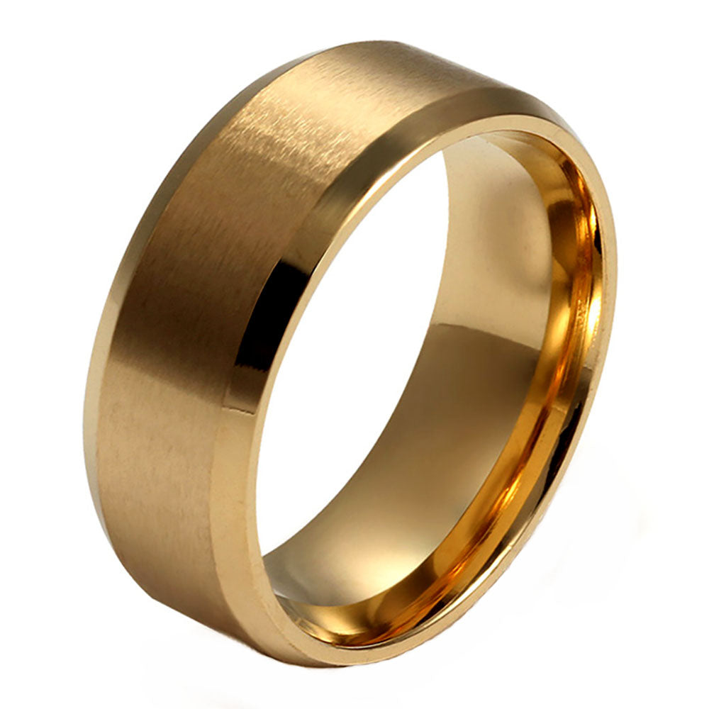 8mmWeddingBandRingWomensMensBlackStainlessSteelGingerLyneCollection_Gold-1