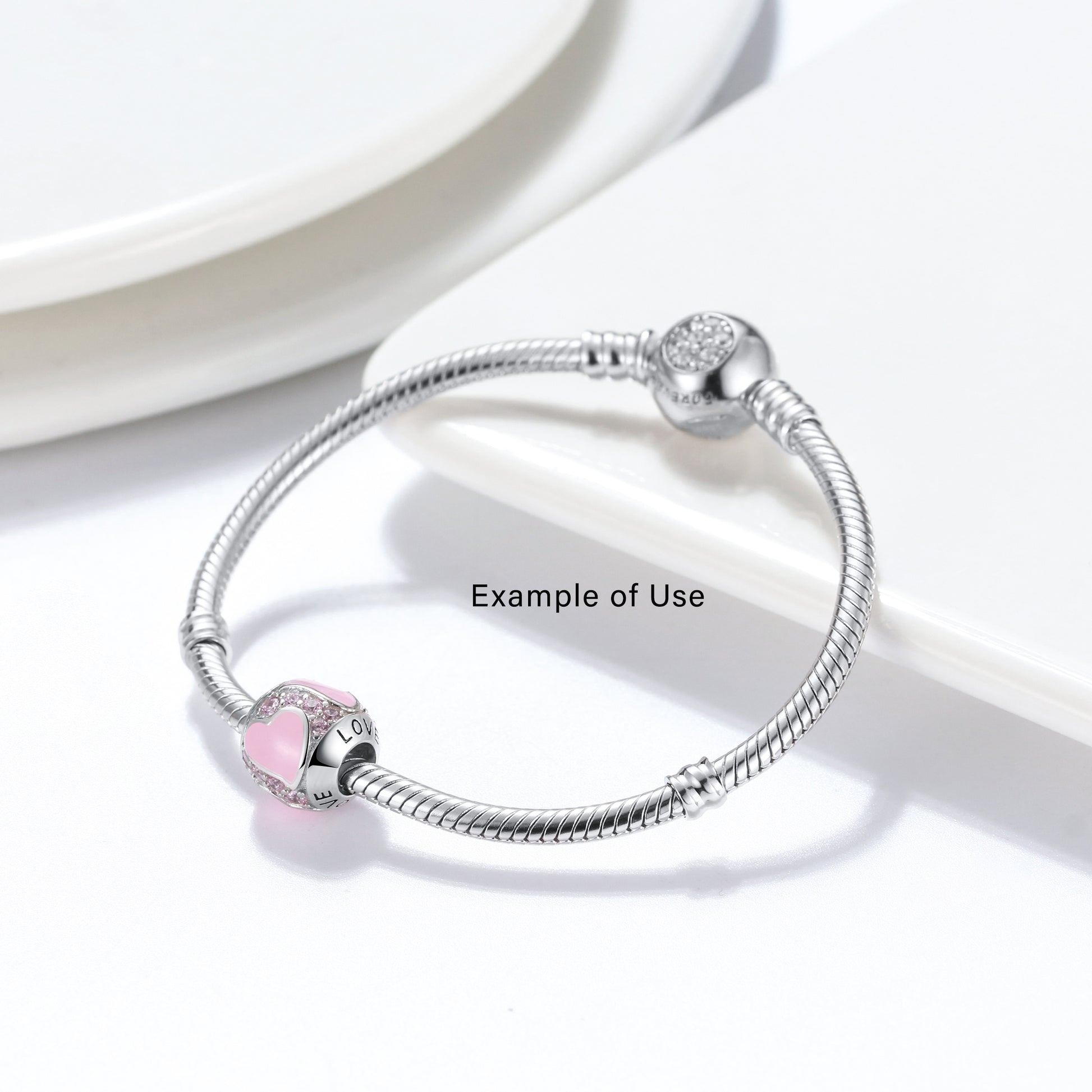 LoveHeartCharmEuropeanBeadSterlingSilverPinkCZGingerLyneCollection_Pink-5