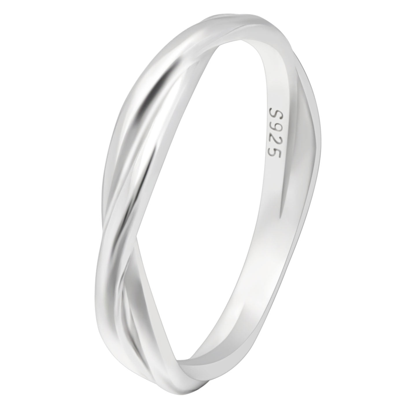 AuroraWeddingBandRingWomenMenTwistSterlingSilverGingerLyneCollection_Silver-1