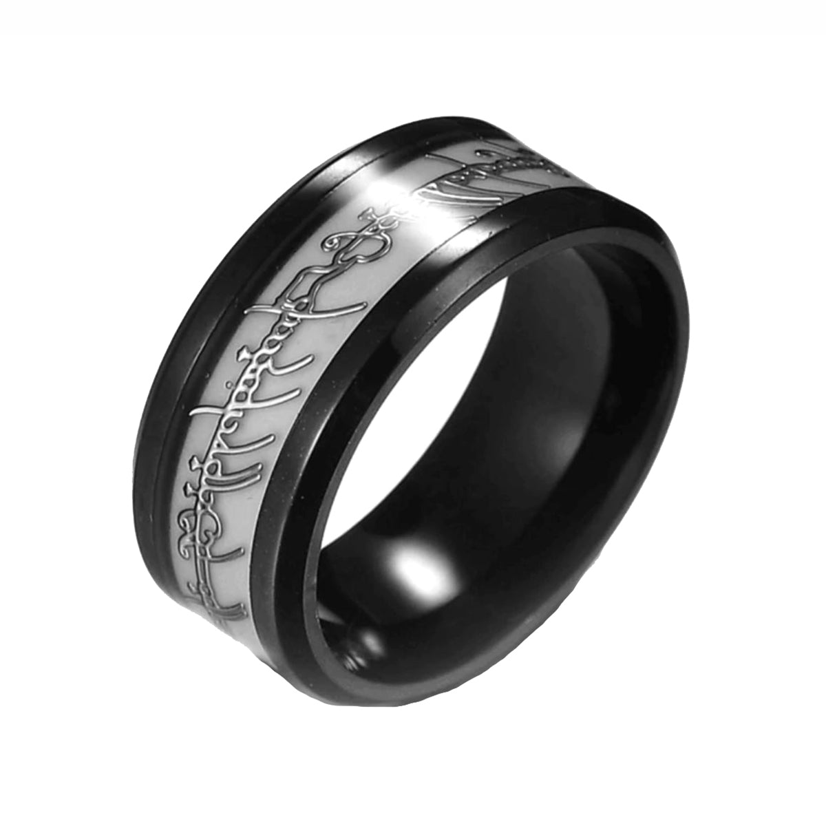 GlowinDarkWeddingBandRingforMenorWomen8mmStainlessSteelorBlackGingerLyne_BlackBlueSilver-1