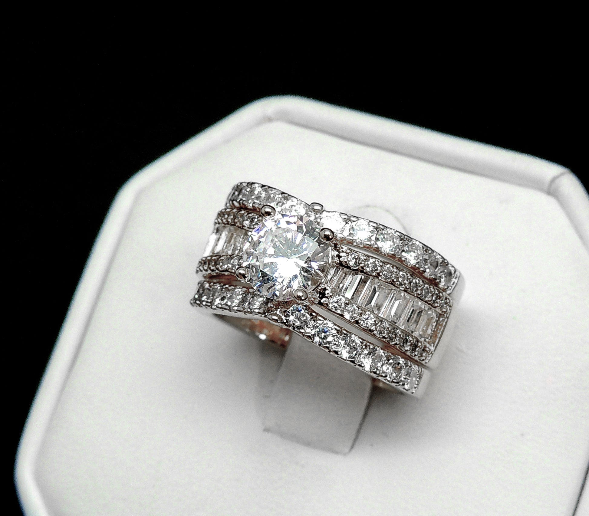 EnchanmentWeddingRingSetforWomen3pcCzEngagementMatchingBandGingerLyneCollection_Silver-6