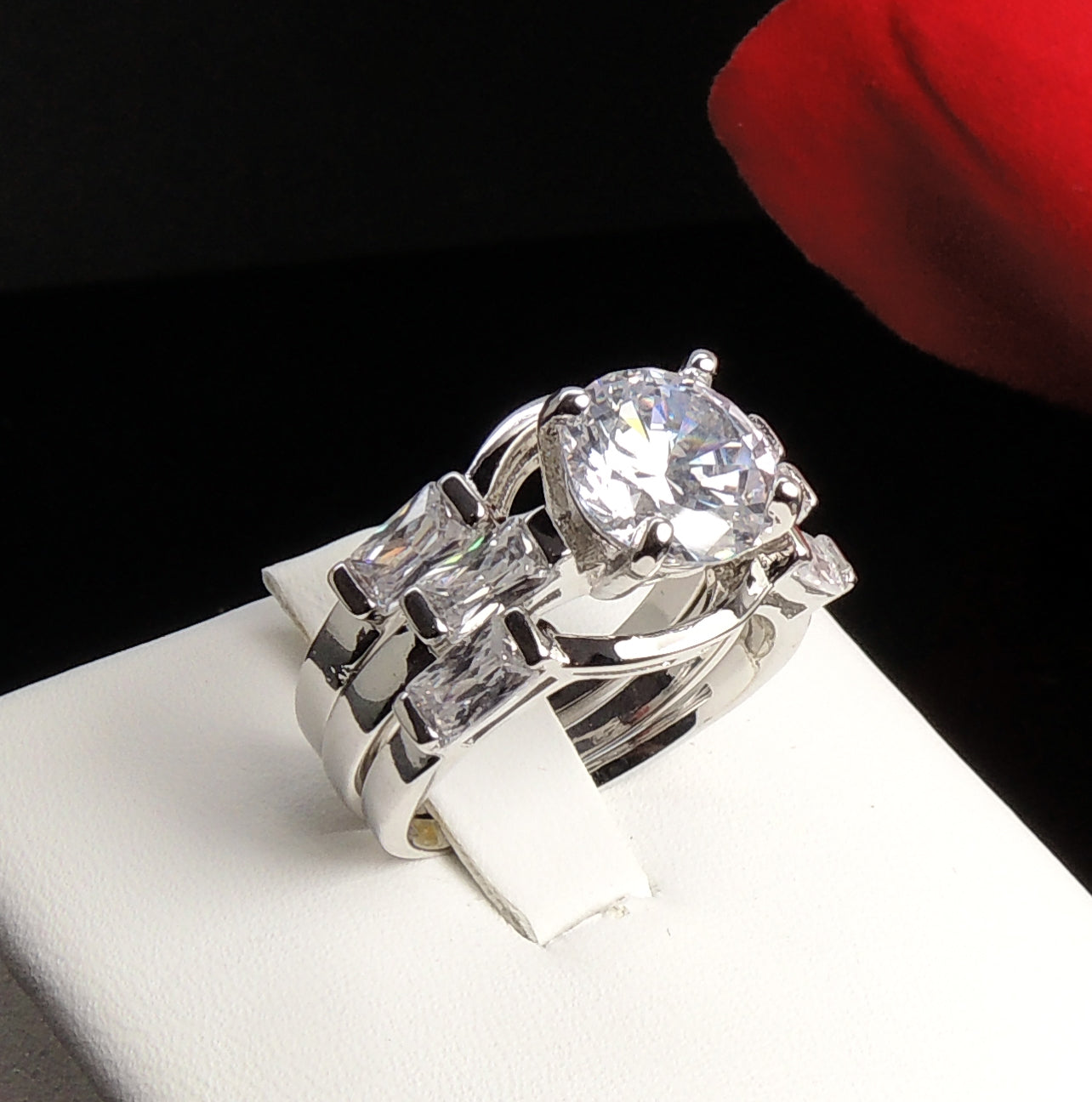 Alisha3RingWeddingRingSetforWomenEngagementMatchingBandGingerLyneCollection_Silver-2