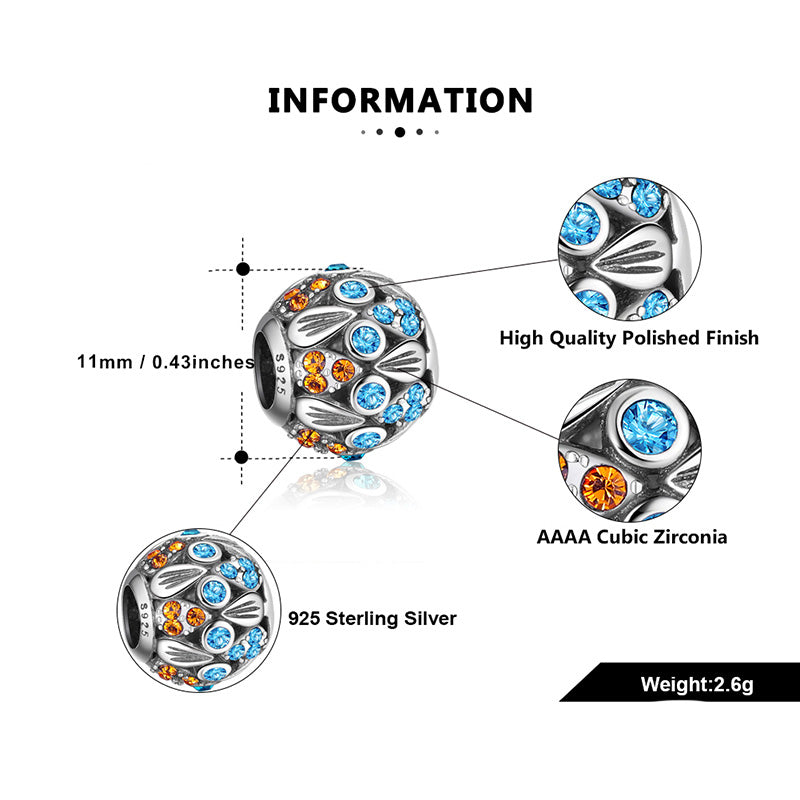 AngelCharmEuropeanBeadSterlingSilverBlueOrangeCZGingerLyneCollection_Blue-5
