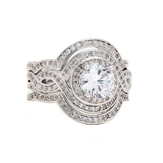 BarbaraWeddingRingSetforWomenHalo3pcEngagementMatchingBandsGingerLyneCollection_Silver-1