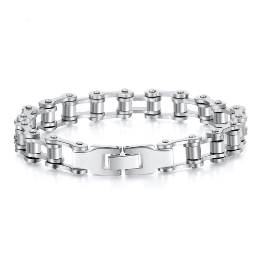 BikerBraceletforMenStainlessSteelBraceletGothMotorcycleBikeChainbyGingerLyne_Silver-1