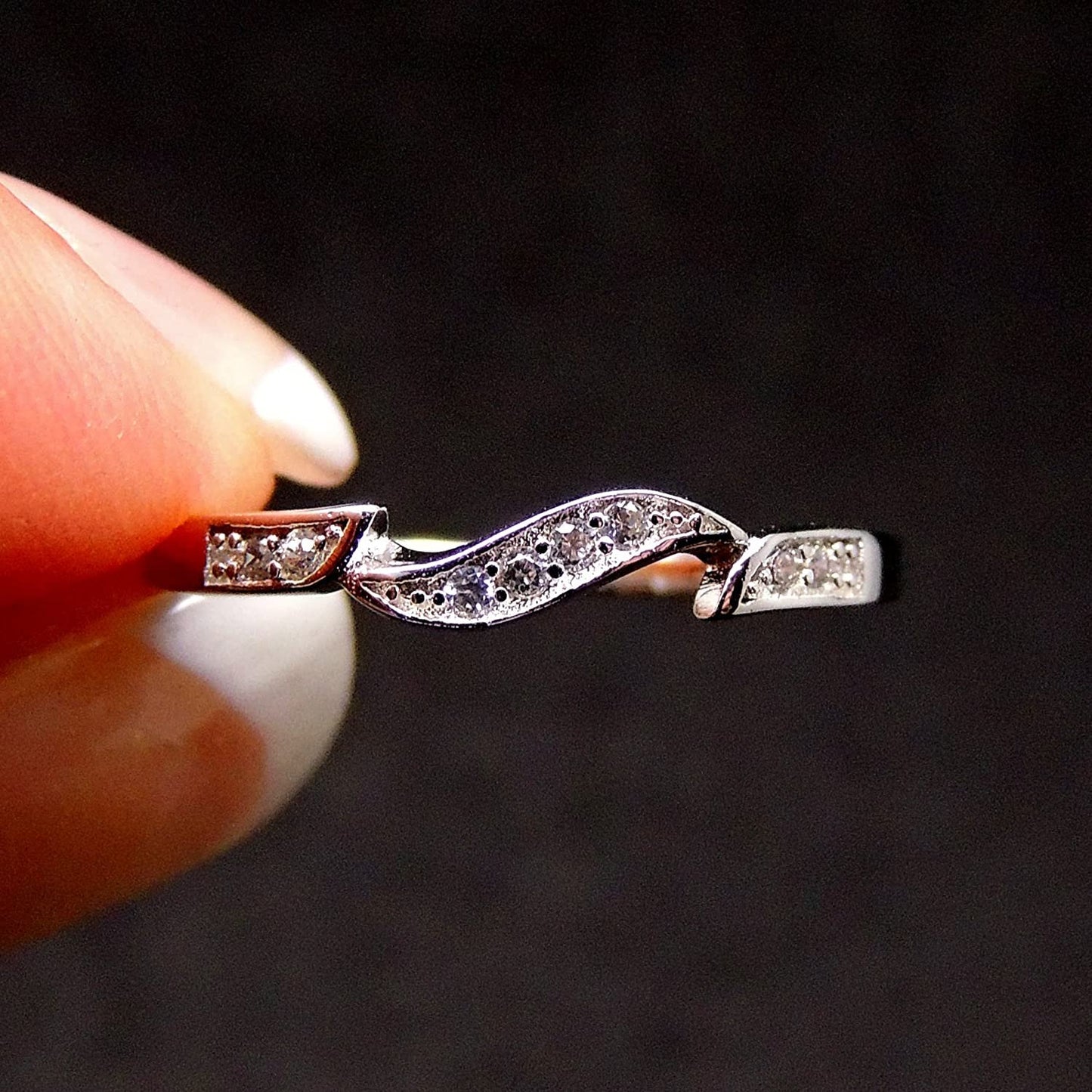 CalliUniqueAnniversaryWeddingBandRingWhiteGoldPlateGingerLyneCollection_Silver-3