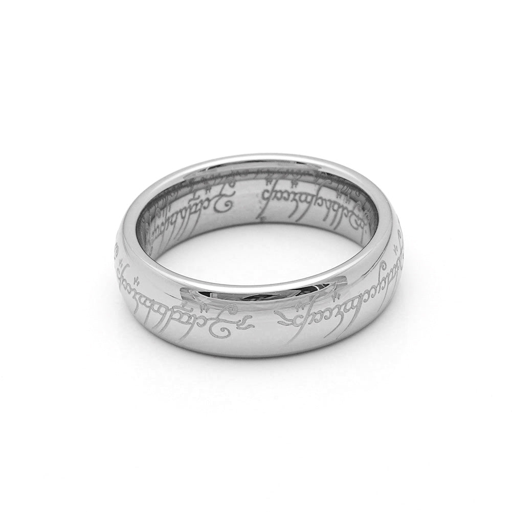 OneRingofPowerWeddingBandStainlessSteelMensWomensGingerLyneCollection_Silver-3