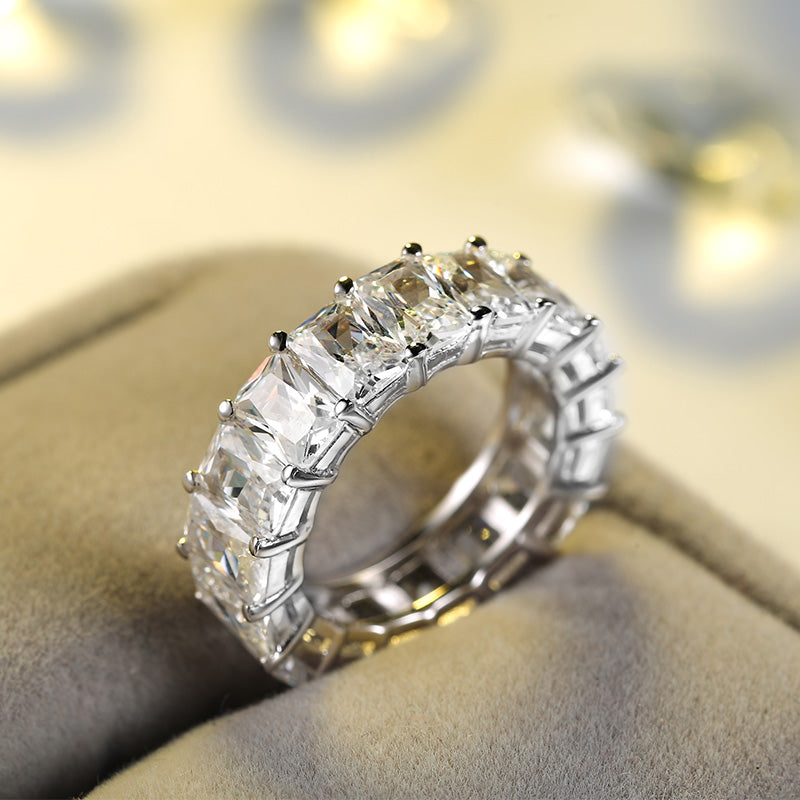 EternityWeddingBandforWomenEmeraldCutCzSterlingSilverGingerLyneCollection_Clear-2