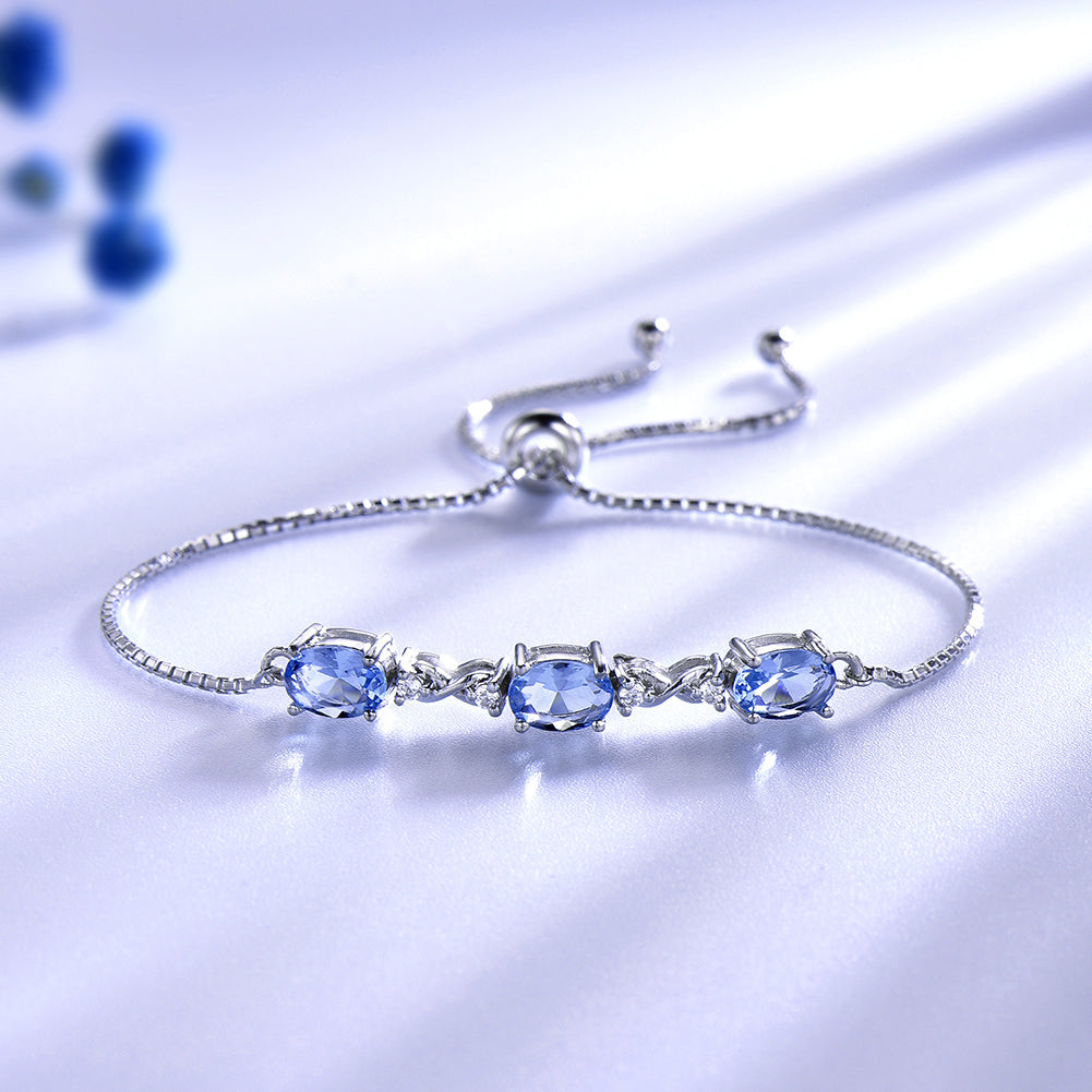 AdjustableChainBraceletforWomenSilverCreatedBlueTopazGingerLyneCollection_MediumBlue-2