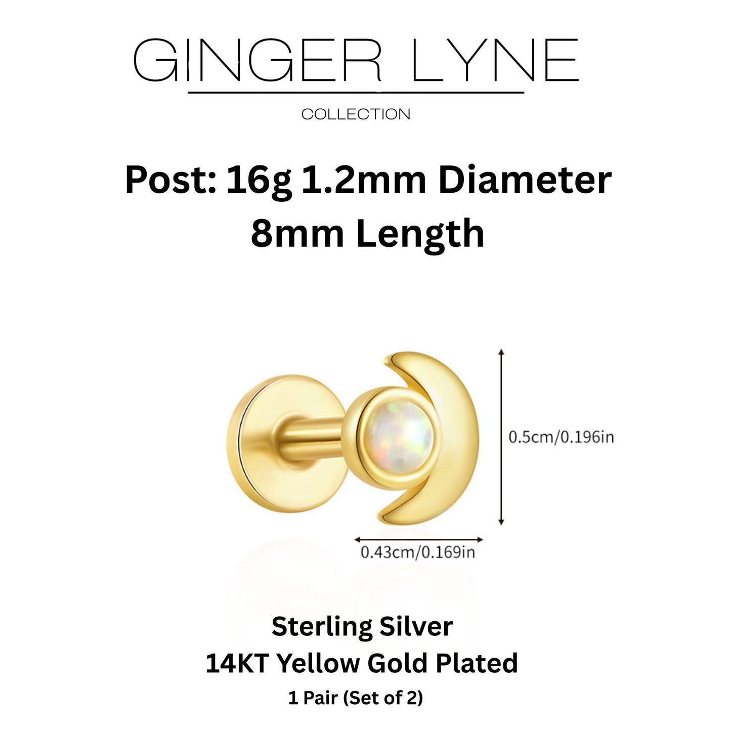 MoonFlatBackOpalEarringsforCartilageHelixTragusLobe16gGoldoverSterlingSilverStudsPairbyGingerLyne_White-3