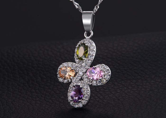 CrossPendantNecklaceforWomenMulitColoredPavePavedCZGingerLyneCollection_Clear-3