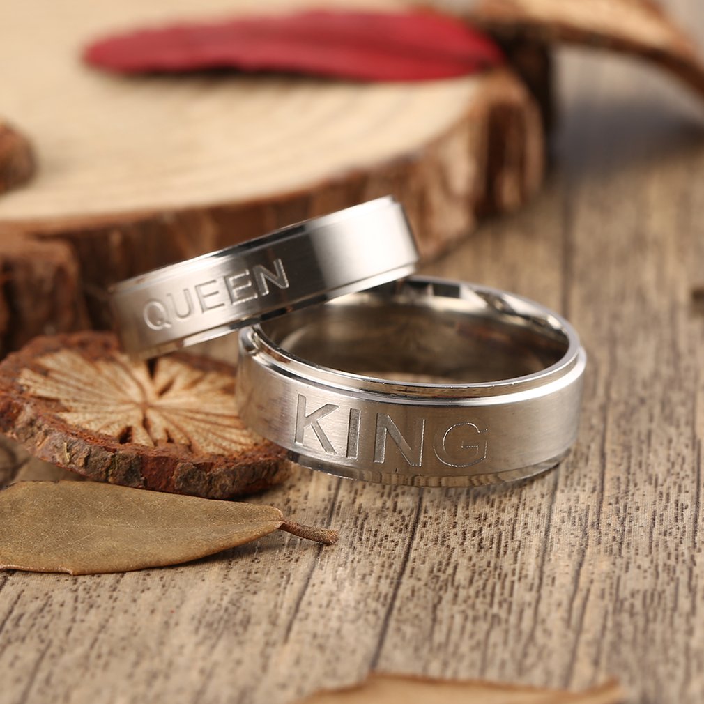 KingorQueen6or8mmStainlessSteelWeddingBandRingMenorWomenbyGingerLyne_Mens-King-2