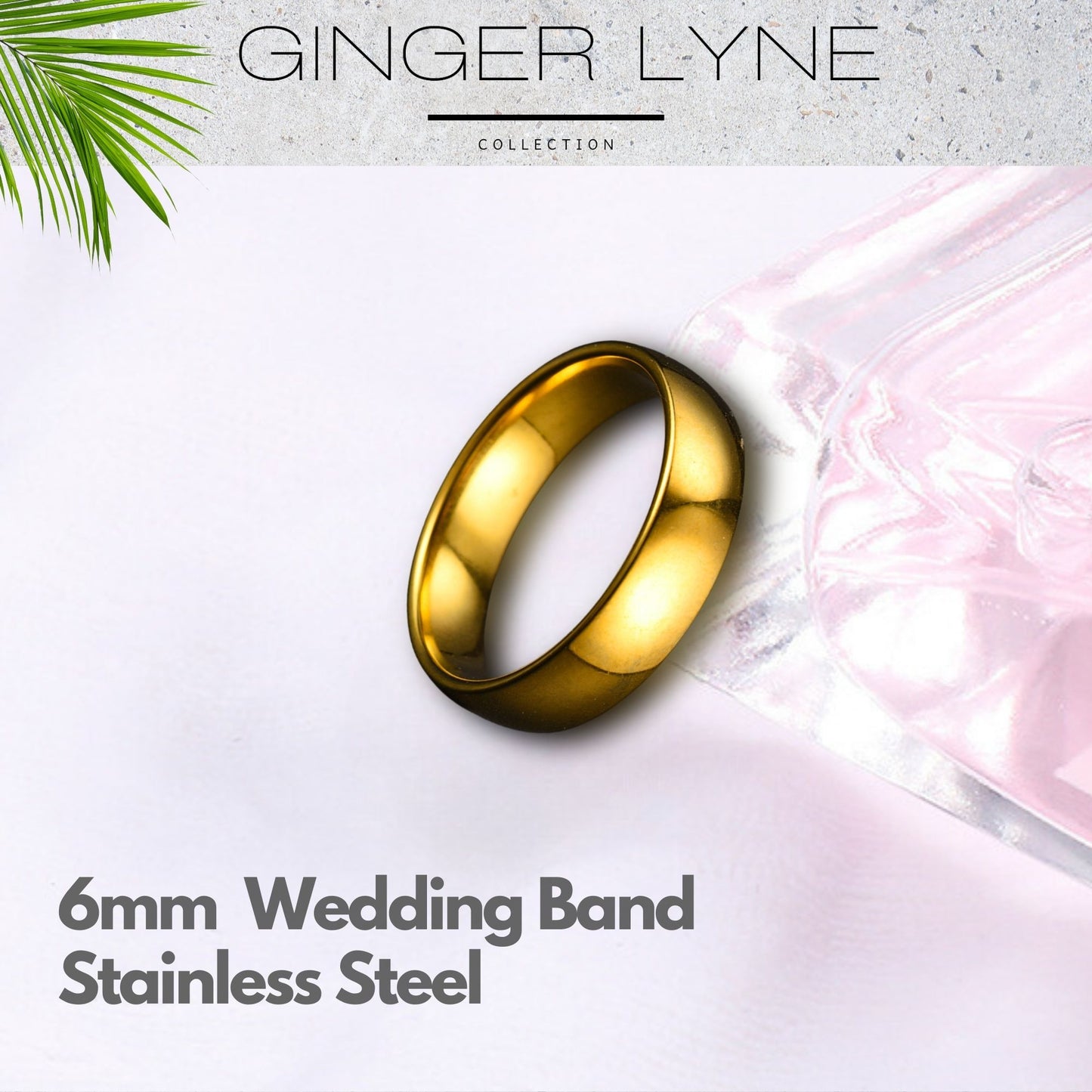 6mmStainlessSteelWeddingBandRingWomenMenGingerLyneCollection_6mmGold-4