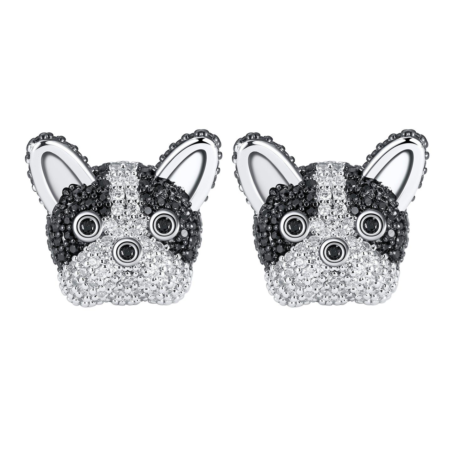 BostonTerrierStudEarringsforWomenDogBlackCubicZirconiaGingerLyneCollection_BostonTerrier-1