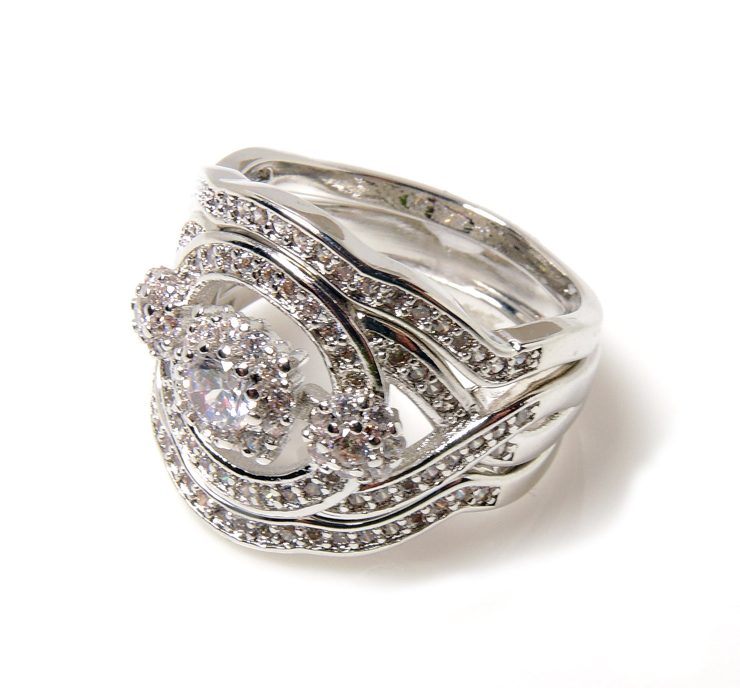 LondonWeddingRingSetforWomen3pcCzBridalEngagementMatchingBandGingerLyneCollection_Silver-5
