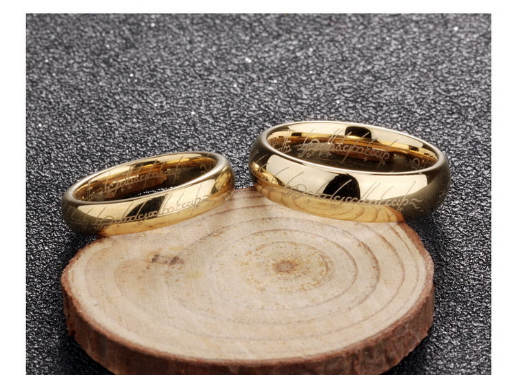GingerLyneTungstenWeddingBandforMenorWomenLordsOneRingofPowerSilver6mmor4mm_6mmGold-5