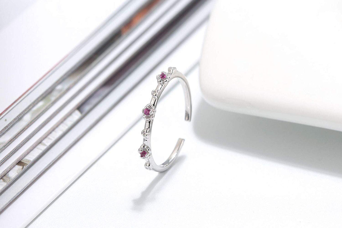FlowerWrapRingforWomenAdjustableWeddingBandRedCZSterlingSilverGingerLyneCollection_Red-2