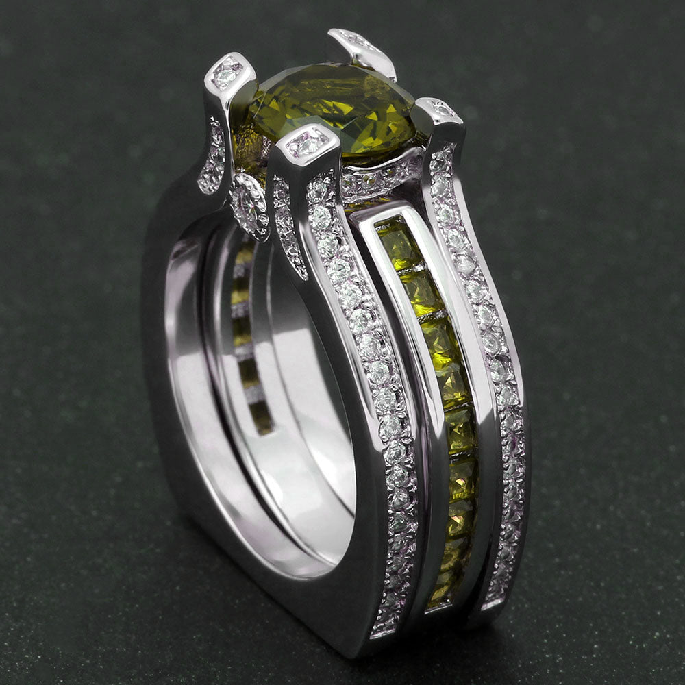 SkylarWeddingRingSetforWomenEngagementRingandMatchingBandCzGingerLyneCollection_Green/Green-5