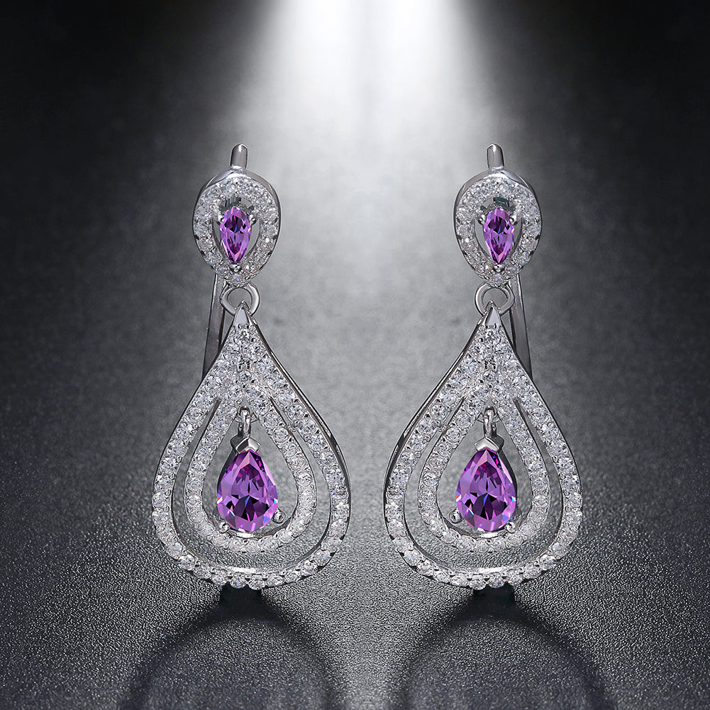 HookEarringsforWomenOvalPearPurpleCzSterlingSilverGingerLyneCollection_Purple-2