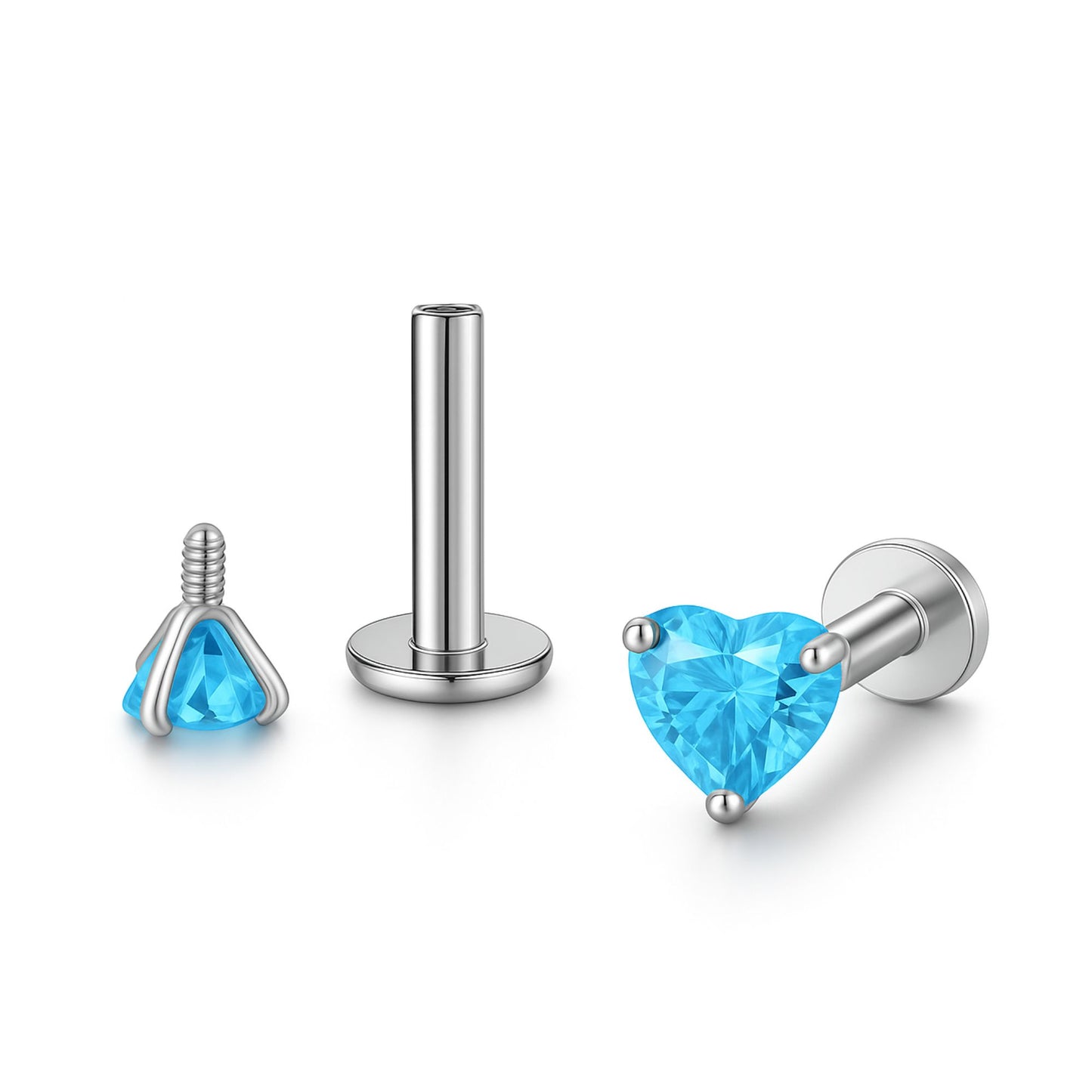 SmallHeartSolitaireFlatBackStudEarringsBodyPiercingsbyGingerLyne2Sets3mmCZStainlessSteel16g6mmand8mmLengths_LtBlue-1