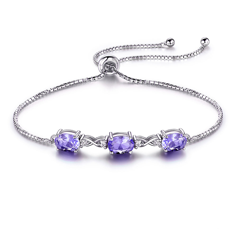 AdjustableChainBraceletforWomenSilverCreatedBlueTopazGingerLyneCollection_Purple-1