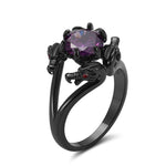 Load image into Gallery viewer, Dragon Ring Gothic Solitaire Cz Black Gothic Engagement Ring Girl Ginger Lyne Collection - Purple,9
