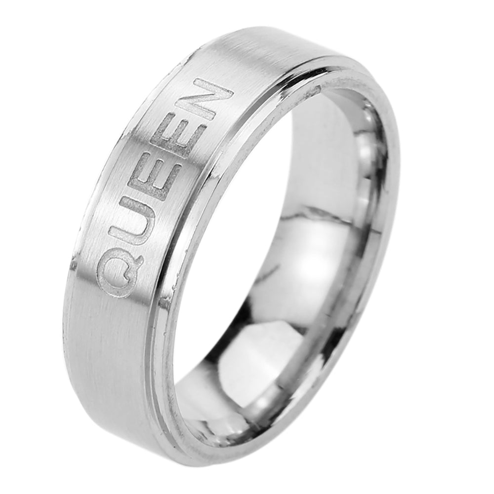 KingorQueen6or8mmStainlessSteelWeddingBandRingMenorWomenbyGingerLyne_Hers-Queen-7