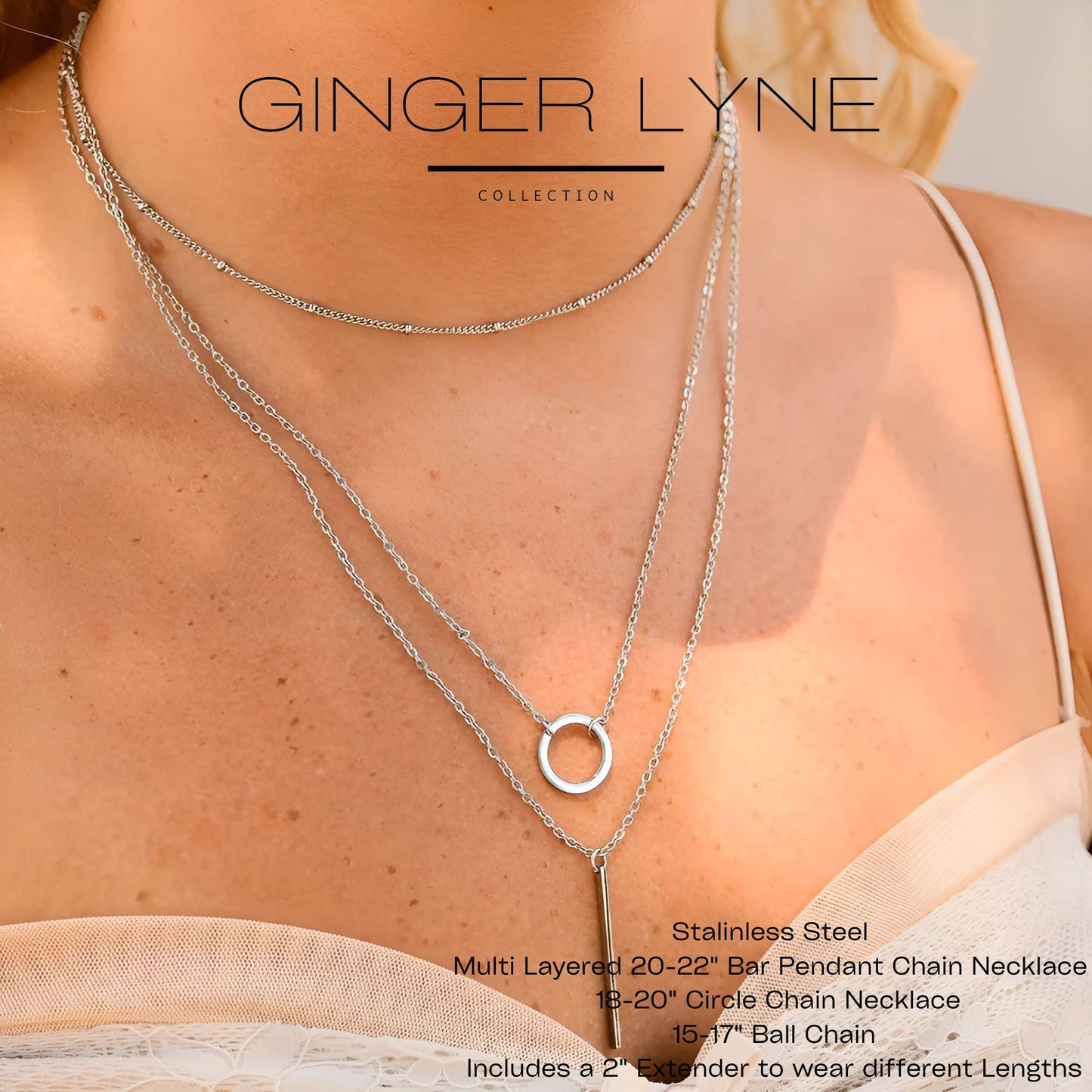 LayeredBoxBeadandBarPendantChainNecklaceforWomenbyGingerLyneSilverToneStainlessSteel_Silver-2