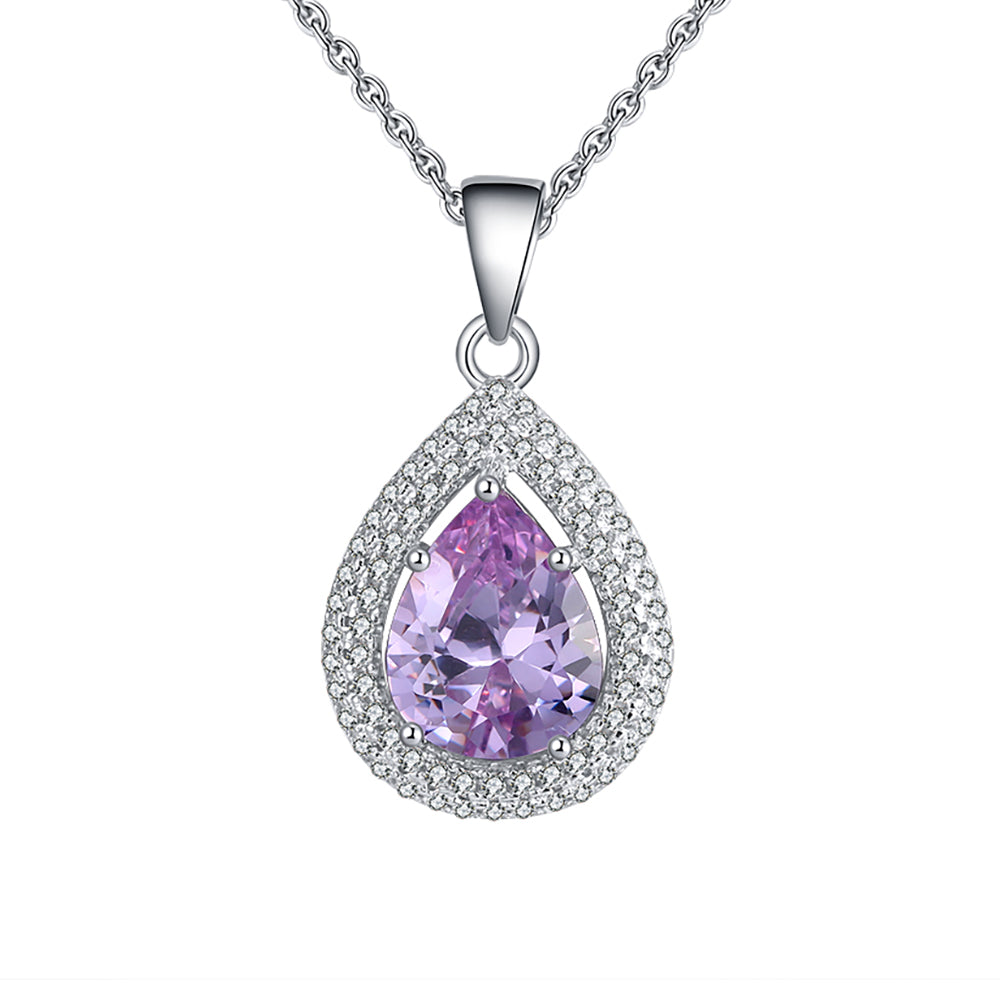 OvalTeardropPendantNecklaceforWomenSterlingSilverCzGingerLyneCollection_Purple-1