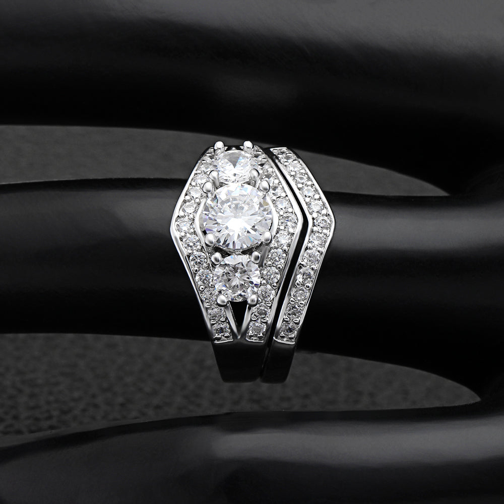 LeahaWeddingRingSetforWomen3pcBridalEngagementBandGingerLyneCollection_Silver-5