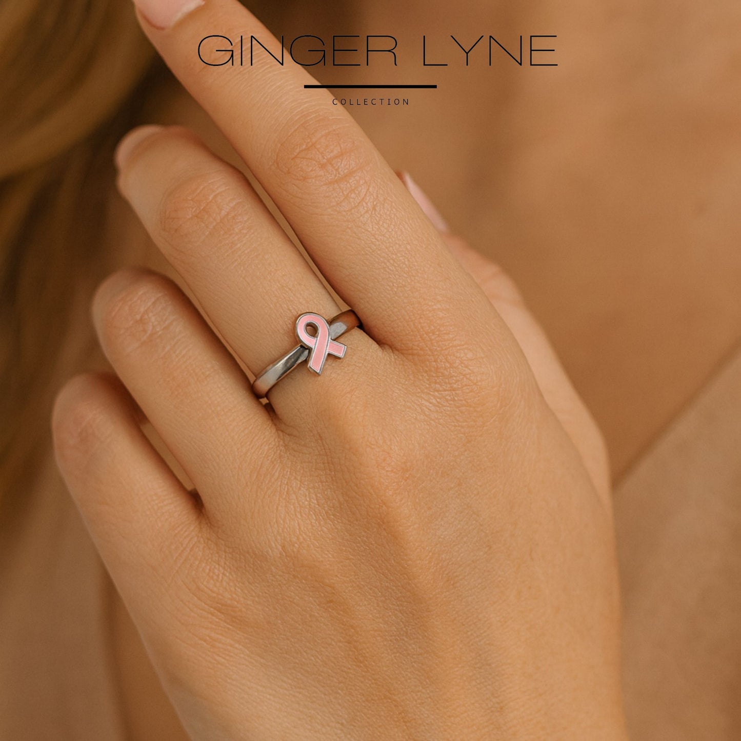 HopeRingPinkRibbonSteelBreastCancerAwarenessWomensGingerLyneCollection_Silver-3