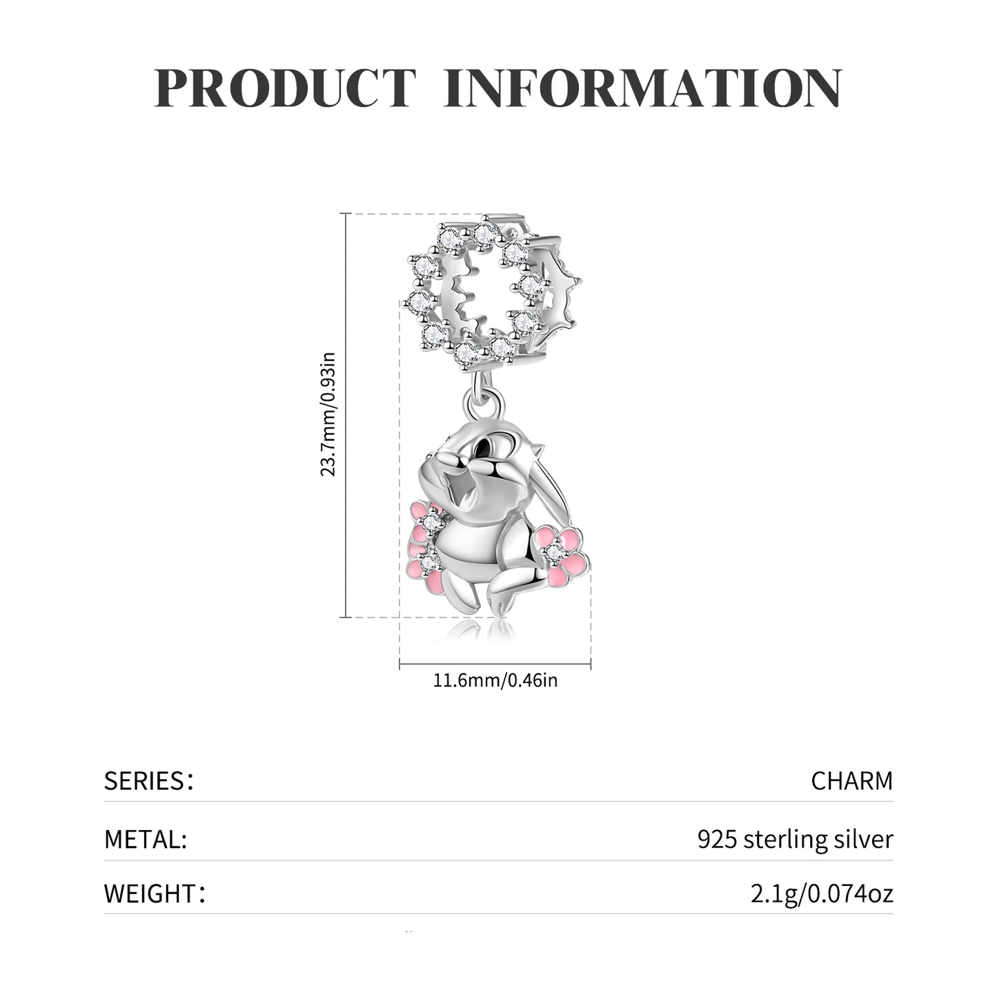 BunnyRabbitCharmEuropeanBeadCZSterlingSilverGingerLyneCollection_Silver-2