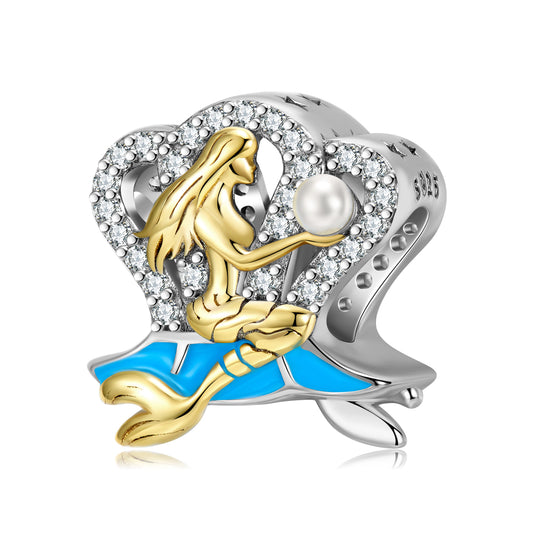 MermaidCharmEuropeanBeadBlueEnamelSterlingSilverPearlGingerLyneCollection_Blue-1