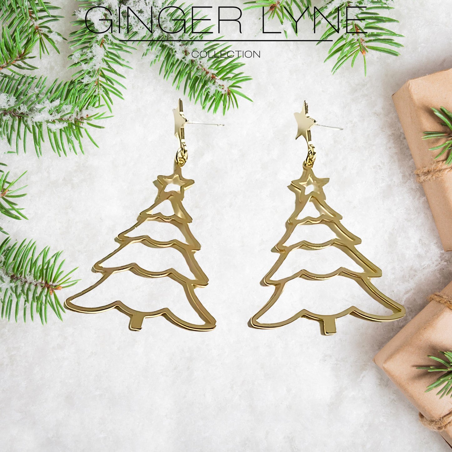 ChristmasTreeDangleEarringsWomensGoldToneStainlessSteelGingerLyneCollection_Gold-2
