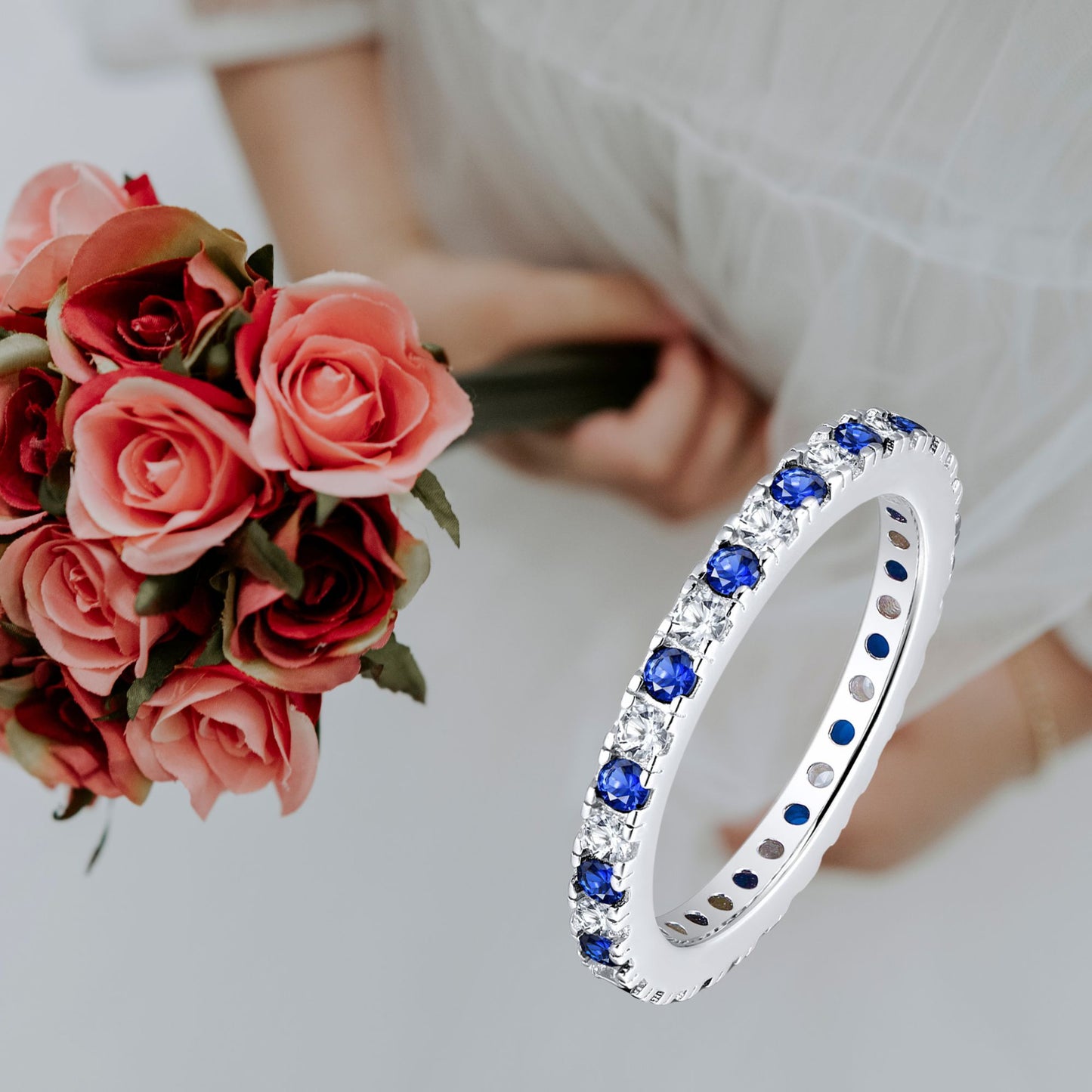 EternityBandWeddingRingforWomenBlueCzSterlingSilverGingerLyneCollection_Blue-4