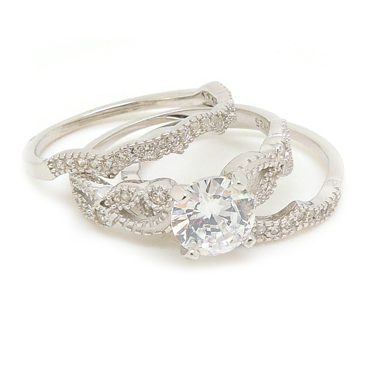 WeddingRingSetforWomenCZEngagement3pcBridalBandSterlingSilverGingerLyneCollection_Silver-4