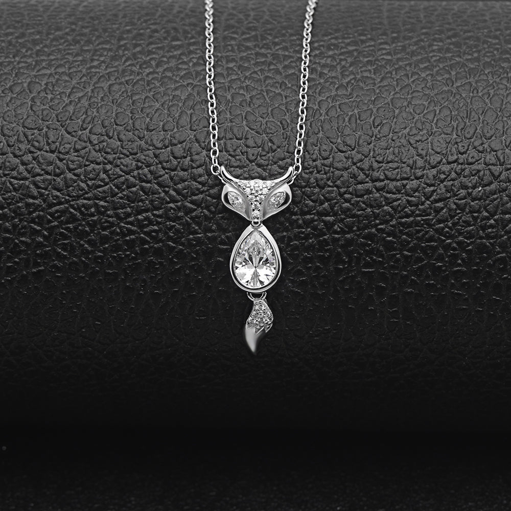 FoxPendantNecklaceforWomenSterlingSilverCzGingerLyneCollection_Silver-2