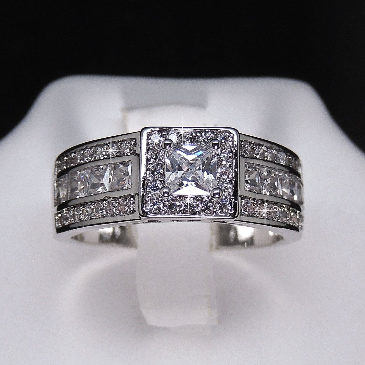 LavishEngagementRingHaloPrincesCzBridalWeddingWomensGingerLyneCollection_Silver-2