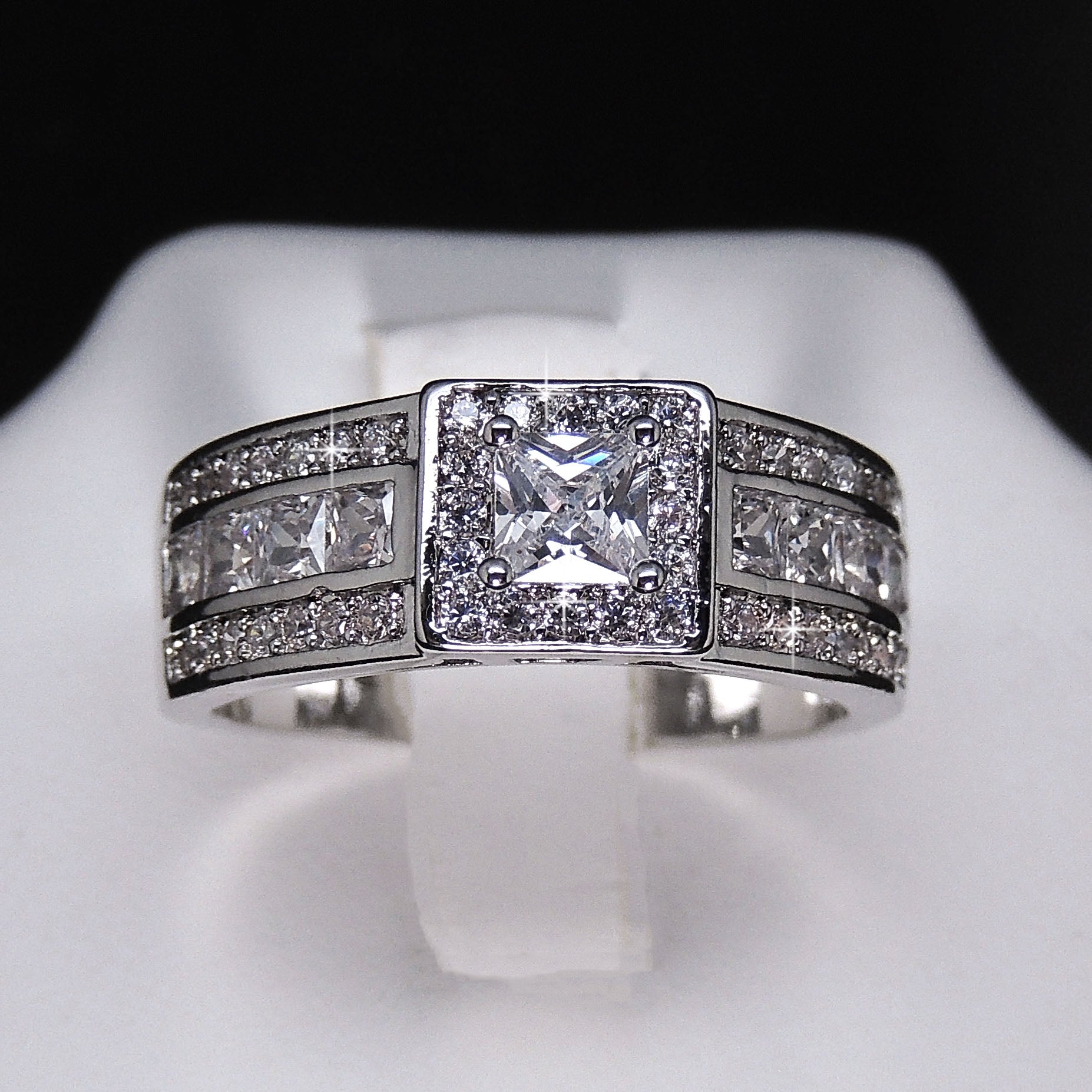 LavishEngagementRingHaloPrincesCzBridalWeddingWomensGingerLyneCollection_Silver-2