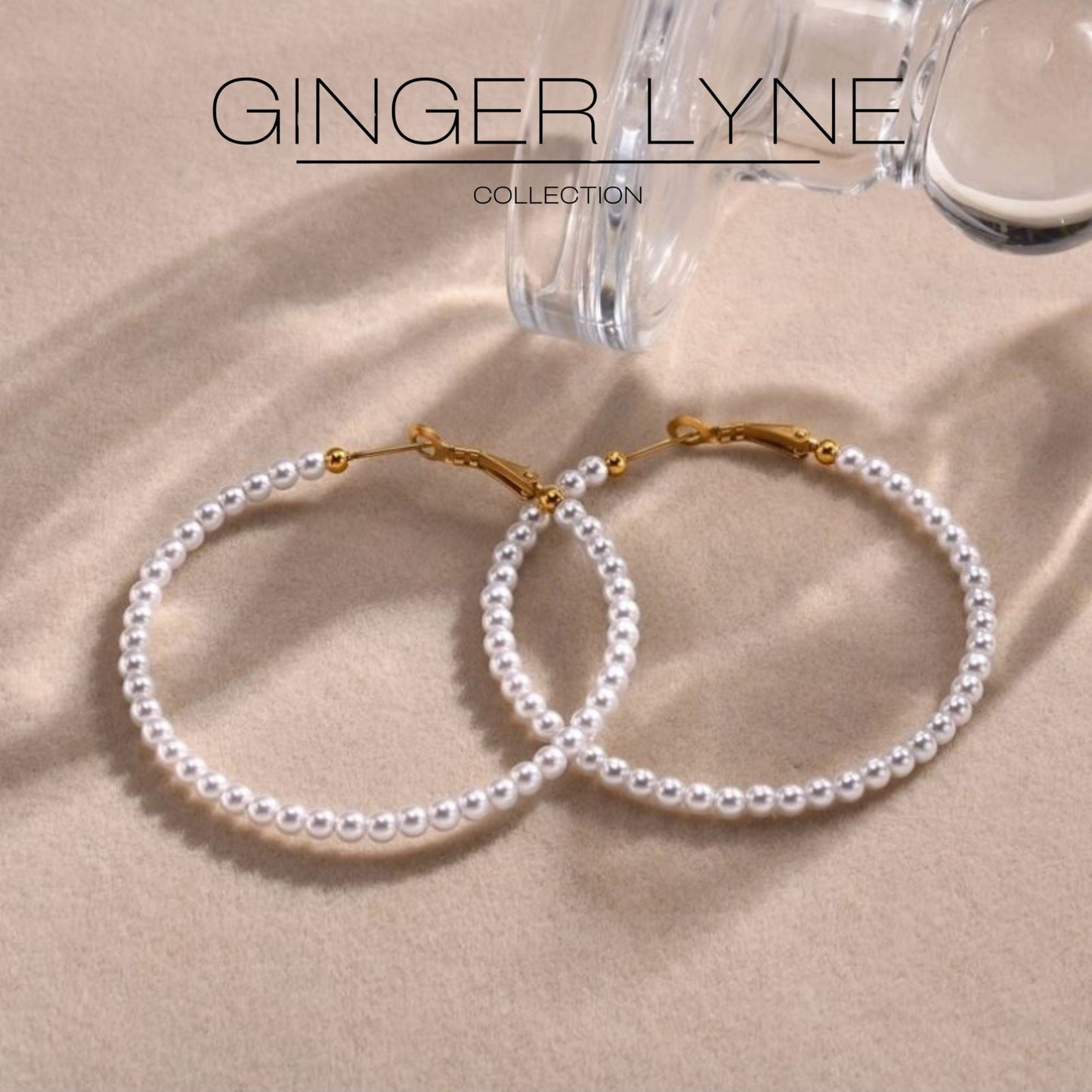 SyntheticPealHoopEarringsforWomen50mmStainlessSteelGingerLyne_White-2