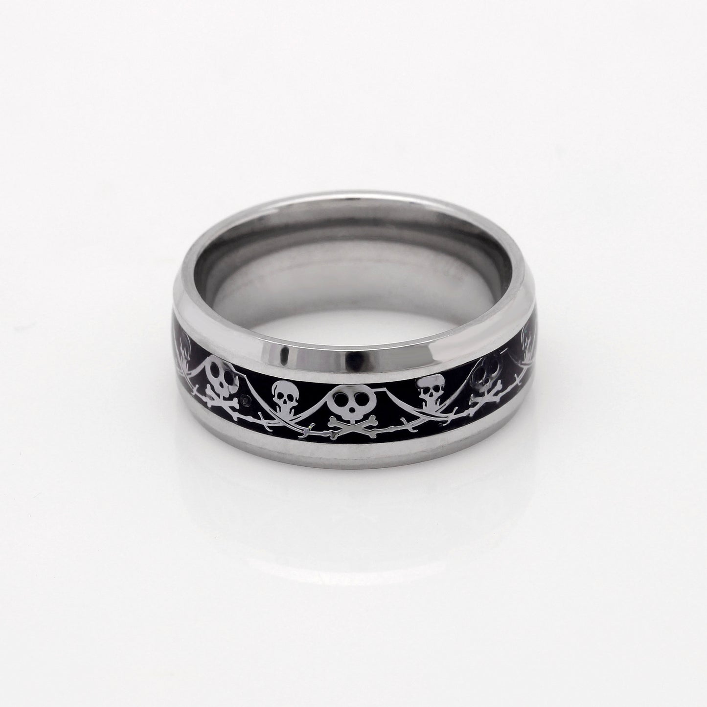 PirateJackWeddingBandforMenStainlessSteelRingforWomenGingerLyneCollection_Black-3