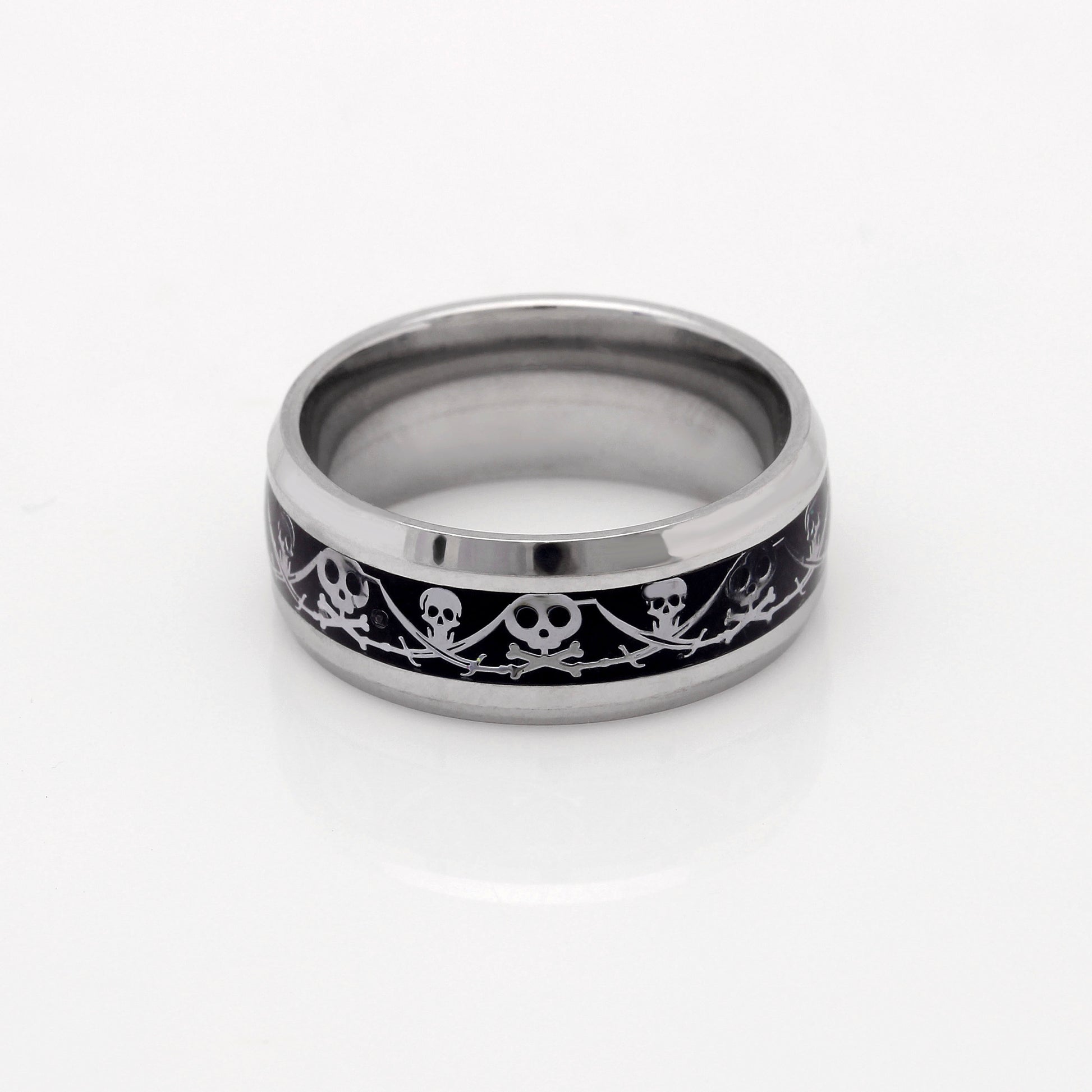 PirateJackWeddingBandforMenStainlessSteelRingforWomenGingerLyneCollection_Black-3