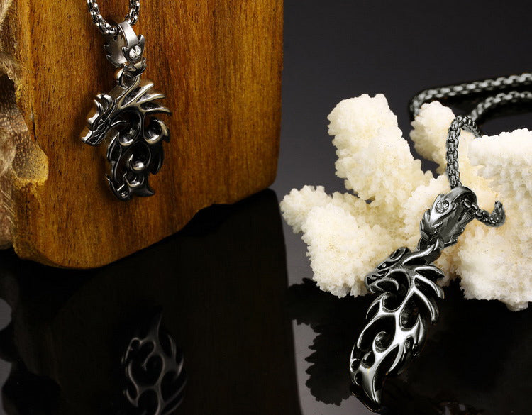DragonFlameNecklaceforMenorWomenStainlessSteelGothicBikerGingerLyneCollection_Silver-8