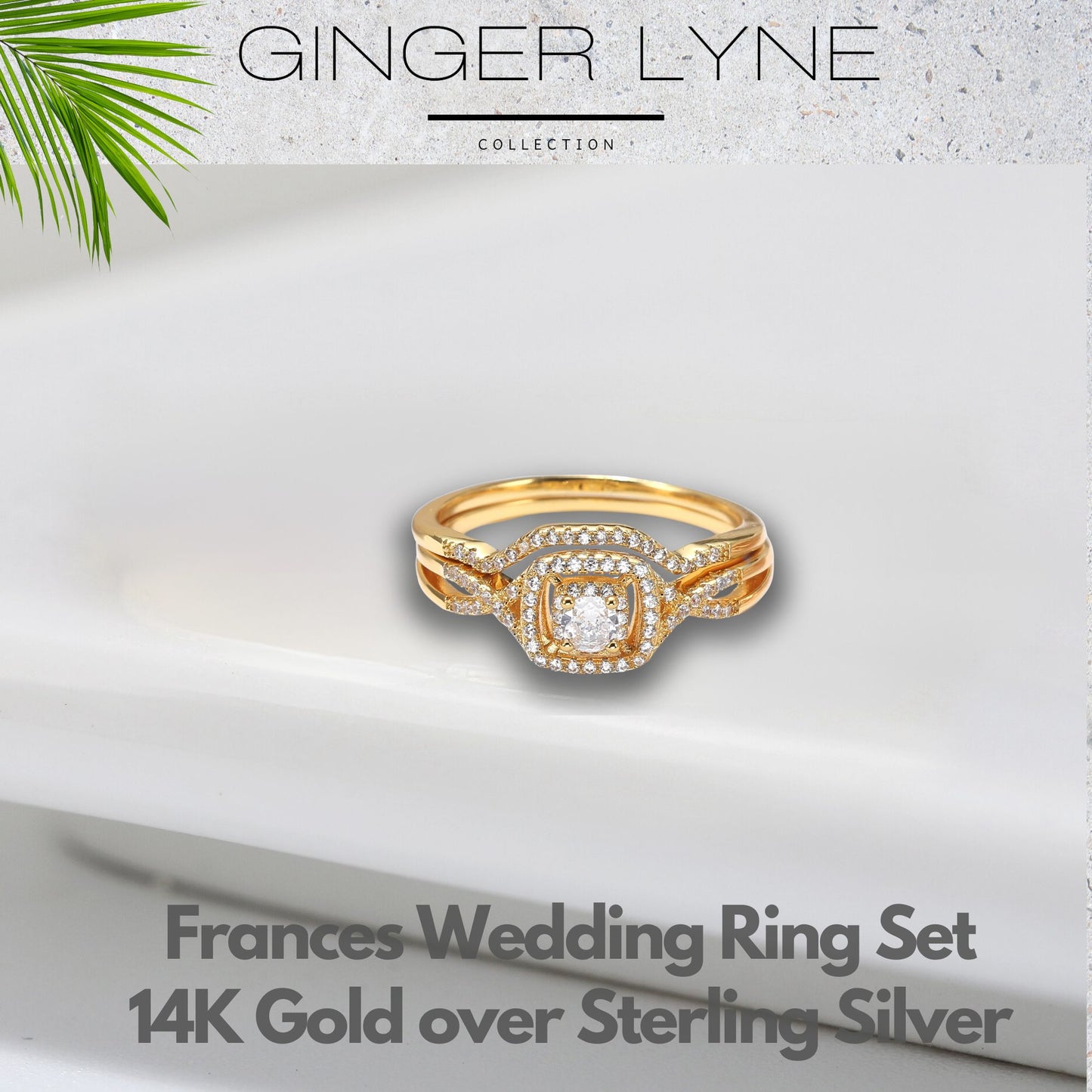 WeddingRingSetforWomenHaloCZWhiteGoldSterlingSilverEngagementRingGingerLyneCollection_YGold/Sterling-2